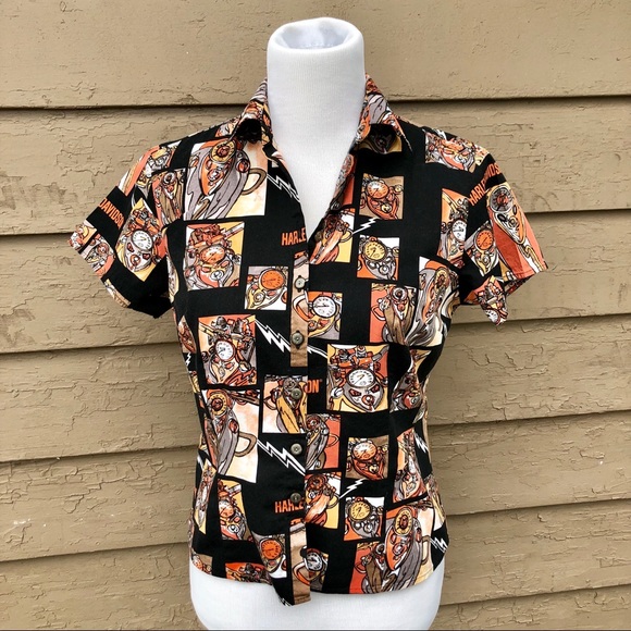 Harley Davidson throwback graphic button down. - Picture 2 of 8